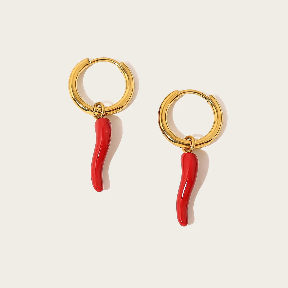 Ziora Creative Red Chili Pepper Hoop Earrings