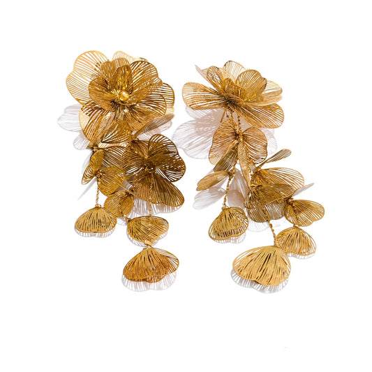 Ziora Exaggerated Flower Tassel Earrings