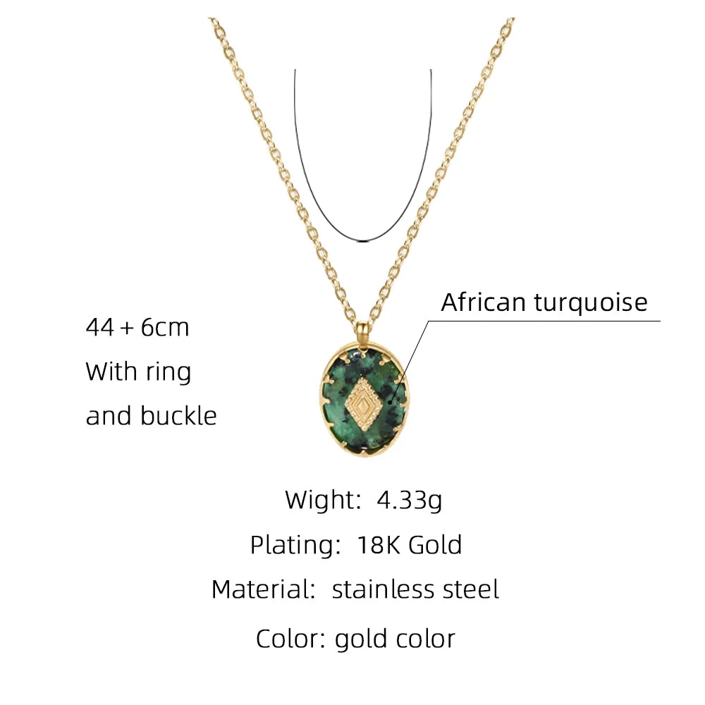 Ziora Turquoise Natural Stone Pendant Necklace