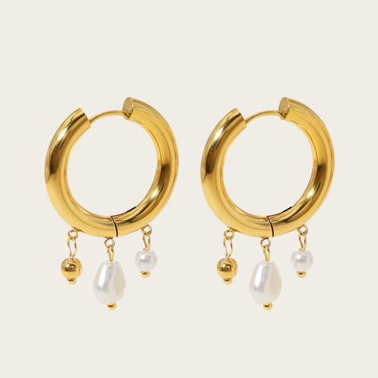 Ziora Baroque Pearl Huggie Earrings