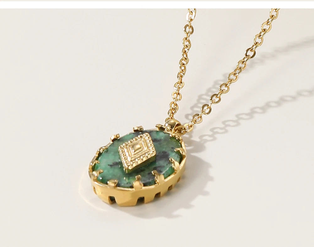 Ziora Turquoise Natural Stone Pendant Necklace