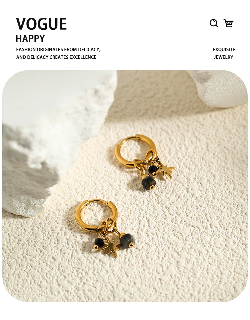 Ziora Pink Natural Stone Gold Plated Hoop Earrings