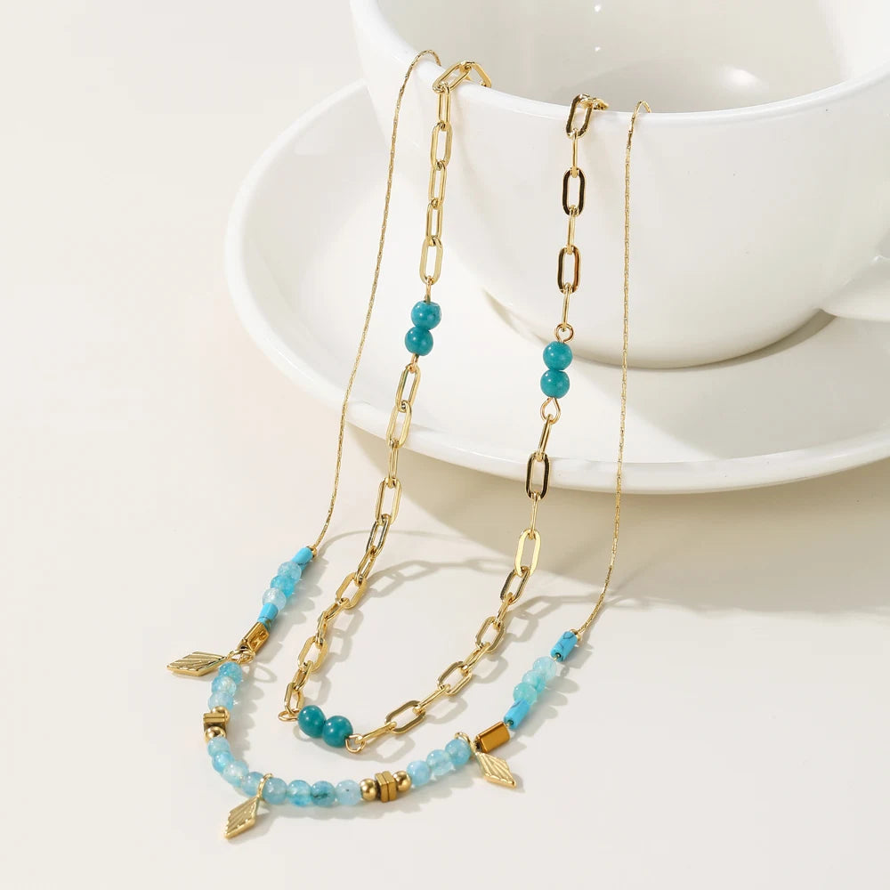 Blue Boho Layered Necklace