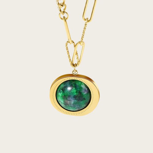 Ziora Green Natural Stone Pendant Necklace