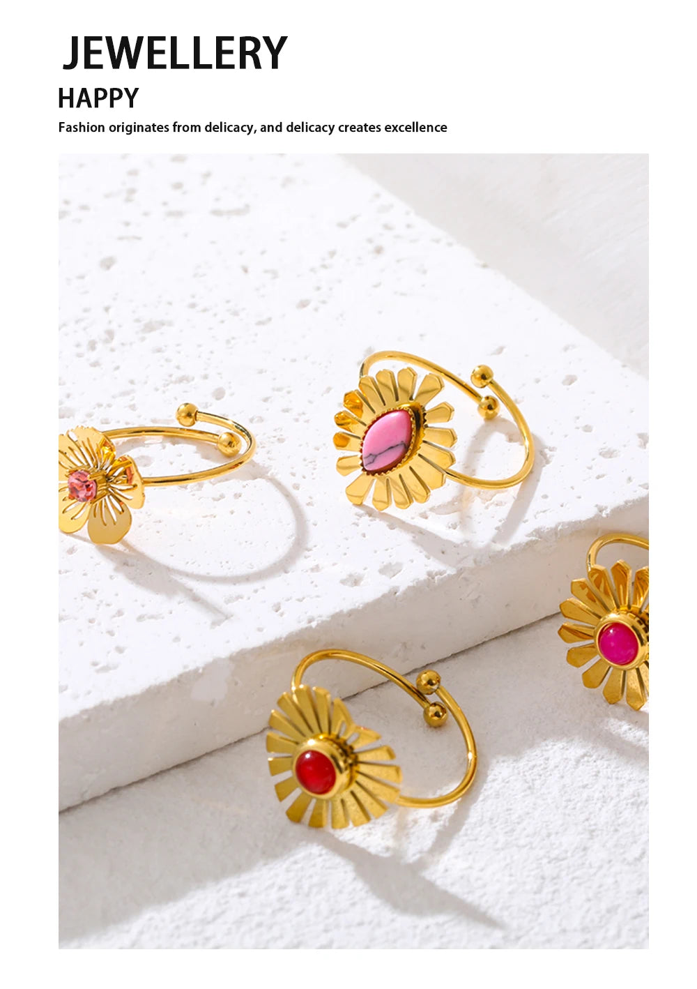 Ziora Pink Natural Stone Ring
