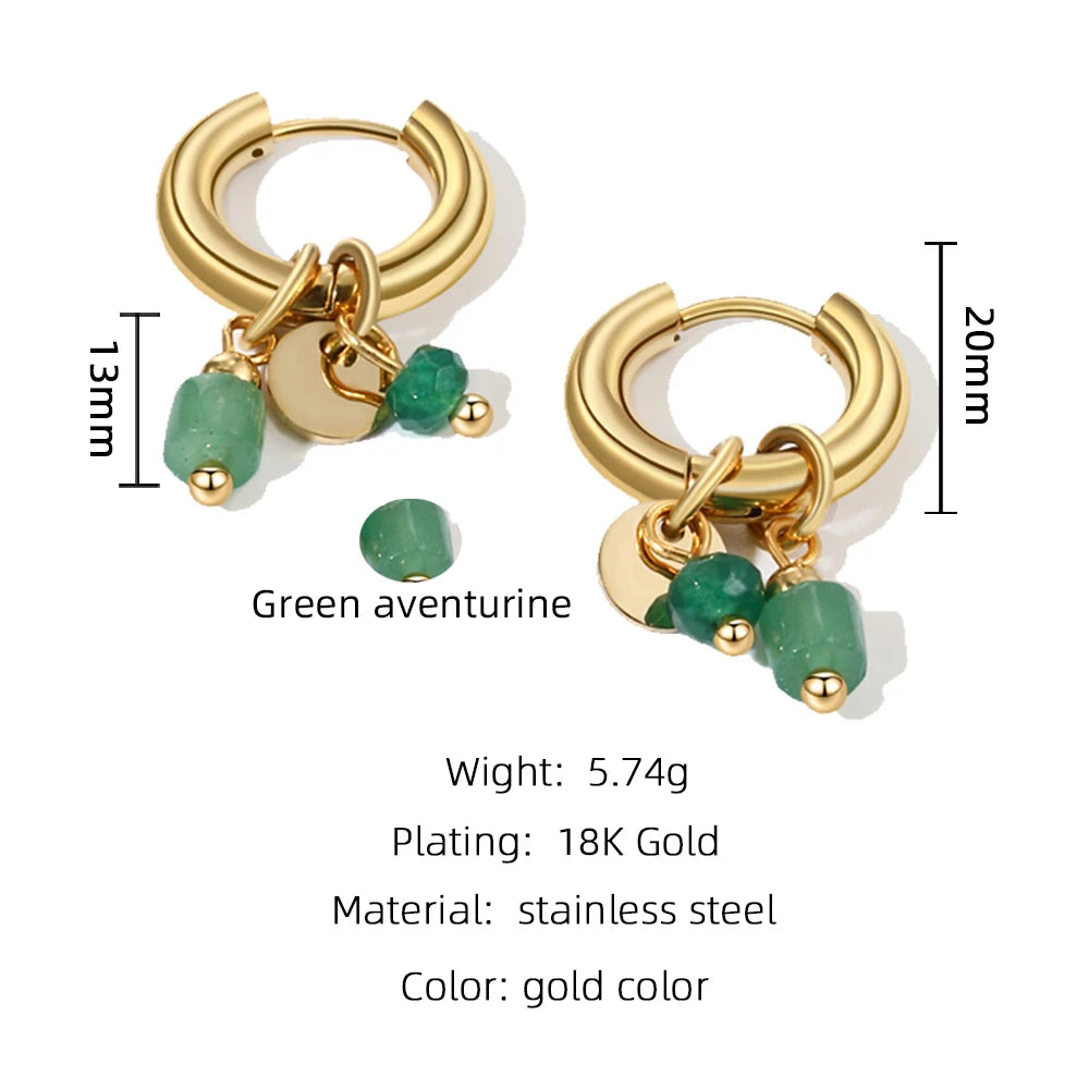 Ziora Minimalist Natural Stone Hoop Earrings