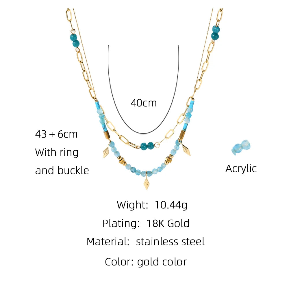 Blue Boho Layered Necklace
