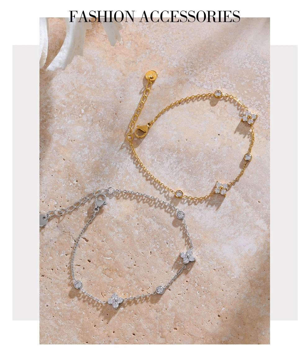 Ziora Cubic Zirconia Flower Chain Bracelet