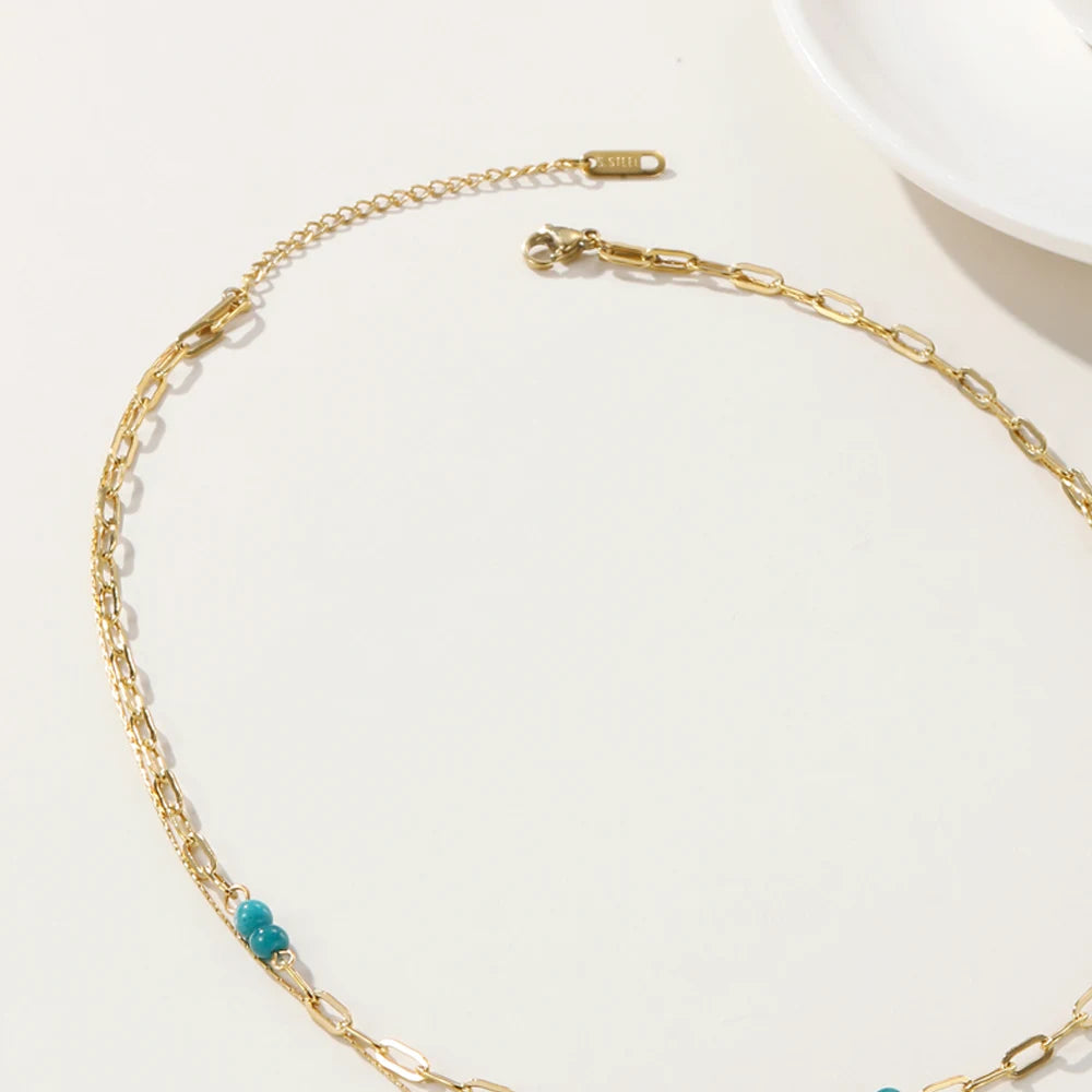 Blue Boho Layered Necklace