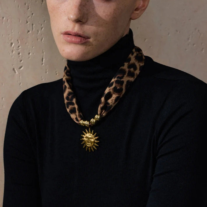 Ziora Leopard Polyester Cloth Necklace