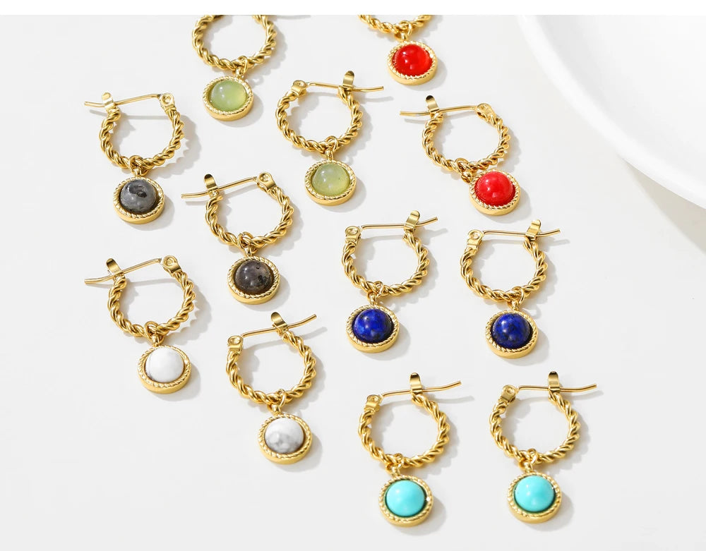 Ziora Natural Stone Drop Earrings