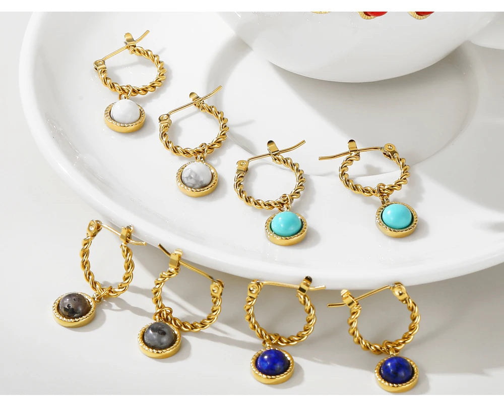 Ziora Natural Stone Drop Earrings