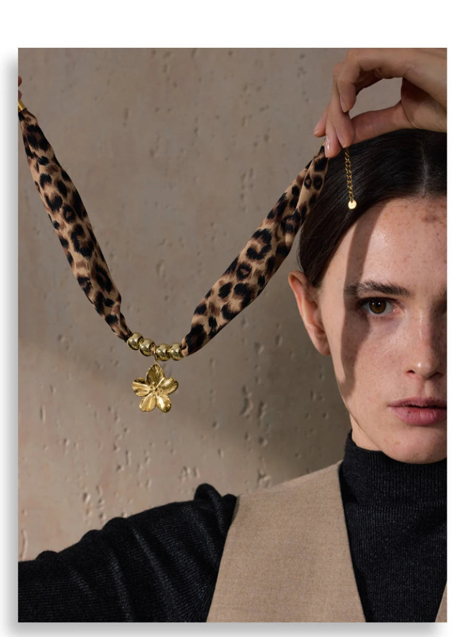 Ziora Leopard Polyester Cloth Necklace