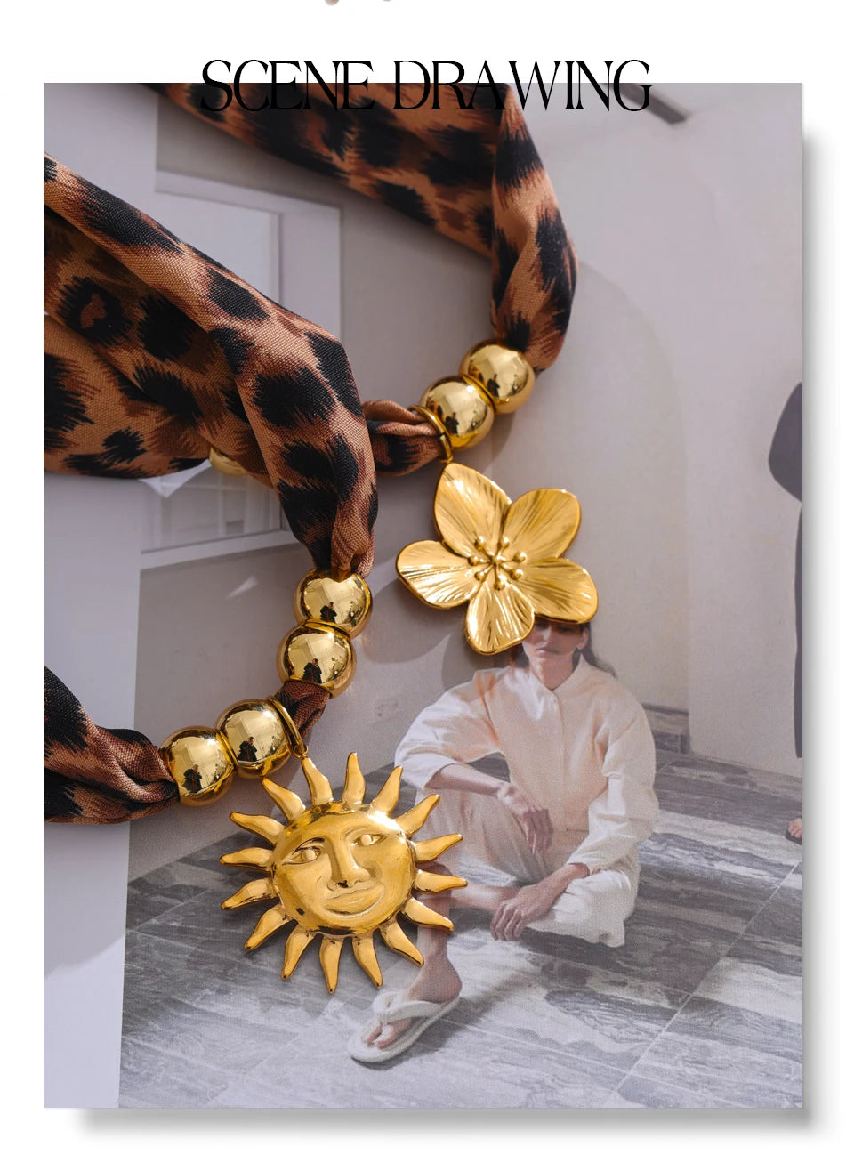 Ziora Leopard Polyester Cloth Necklace
