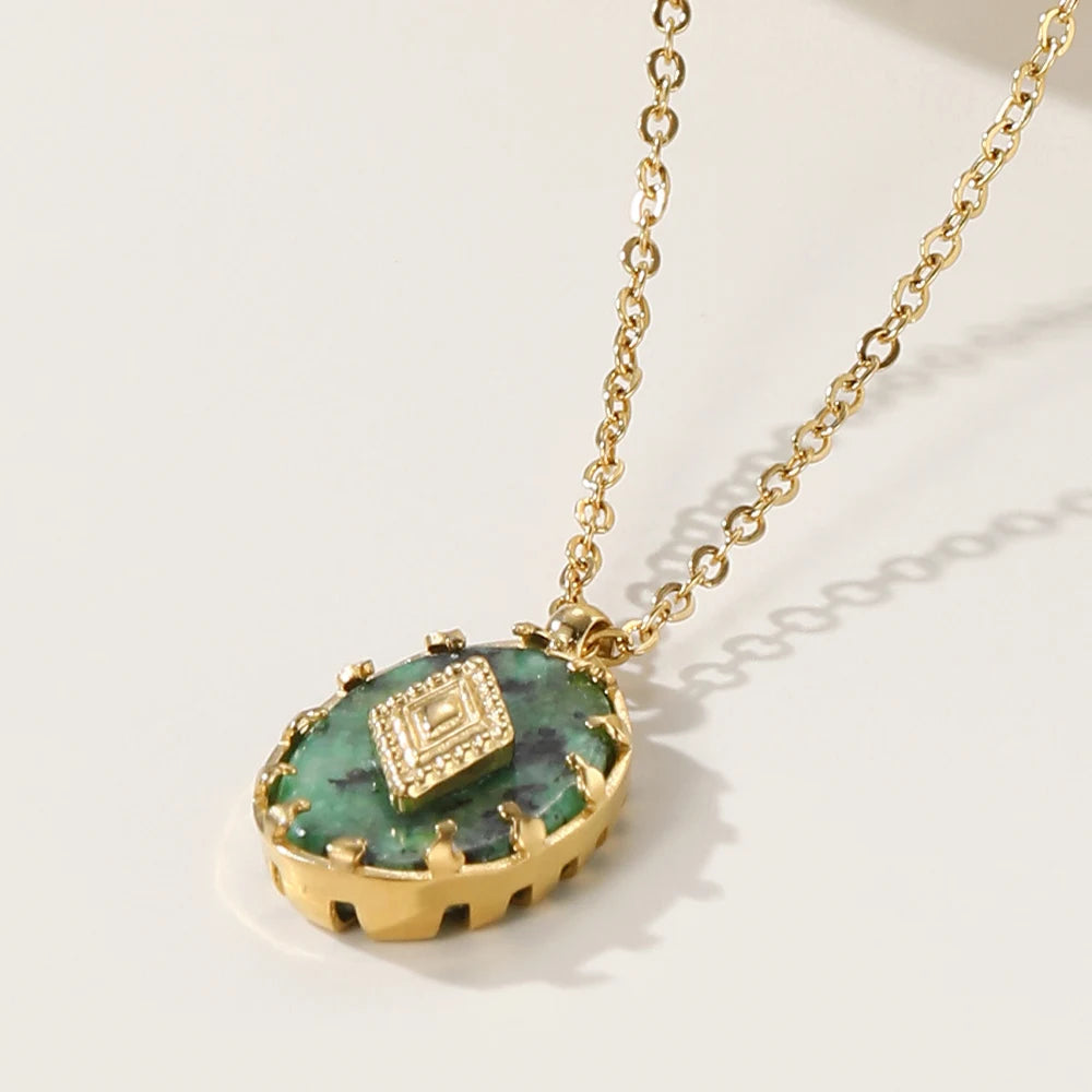 Ziora Turquoise Natural Stone Pendant Necklace