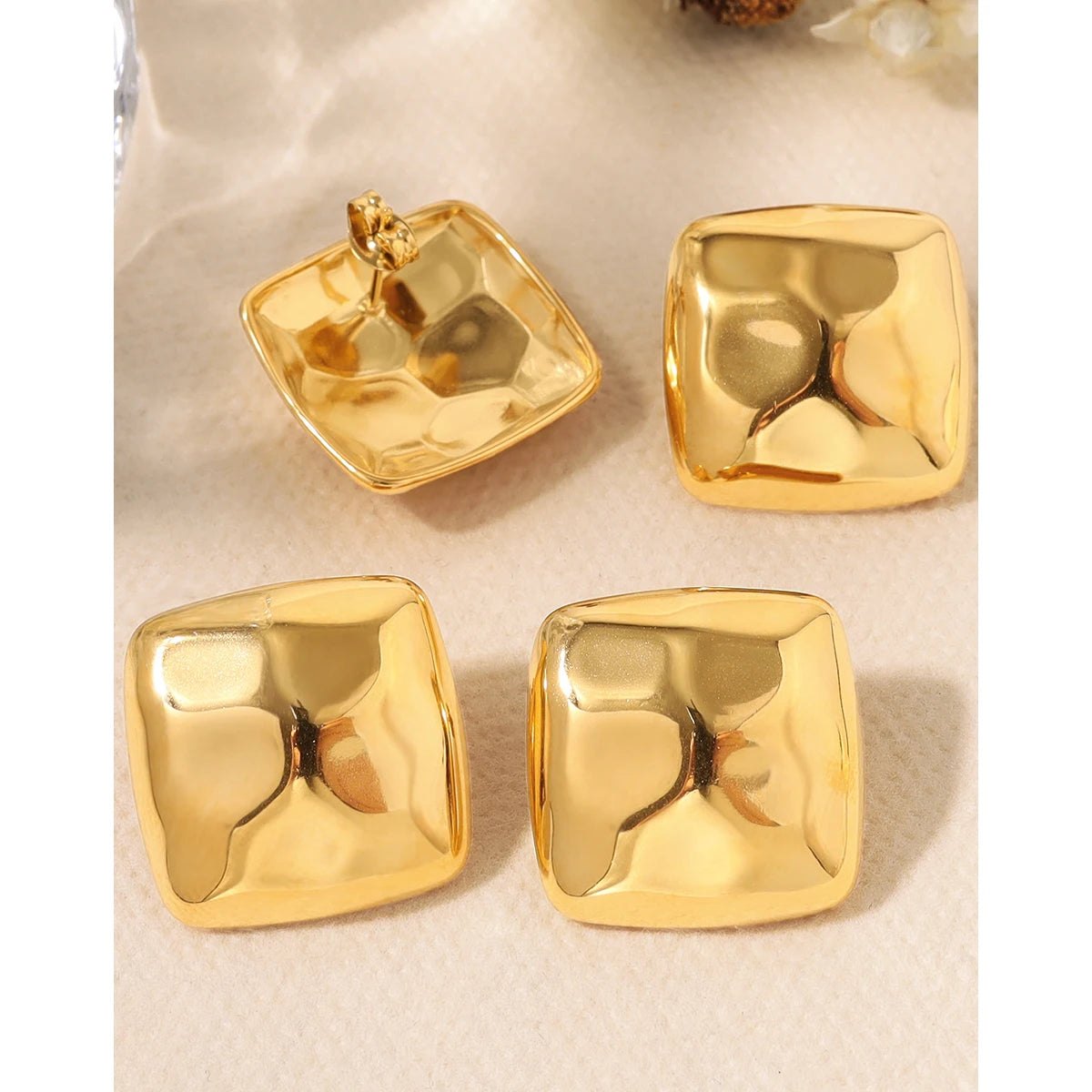 Ziora Irregular Hammered Metal Stud Earrings