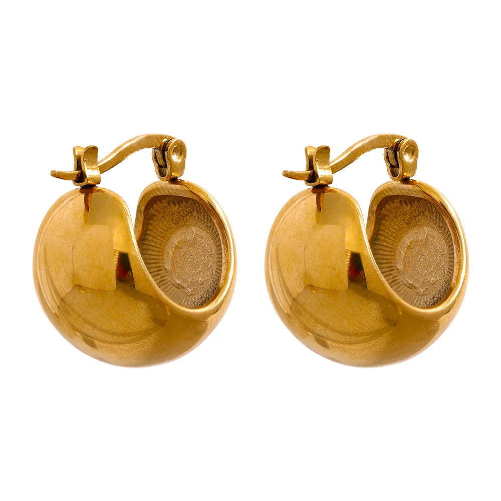 Ziora Chunky U-Shaped Gold Hoop Earrings