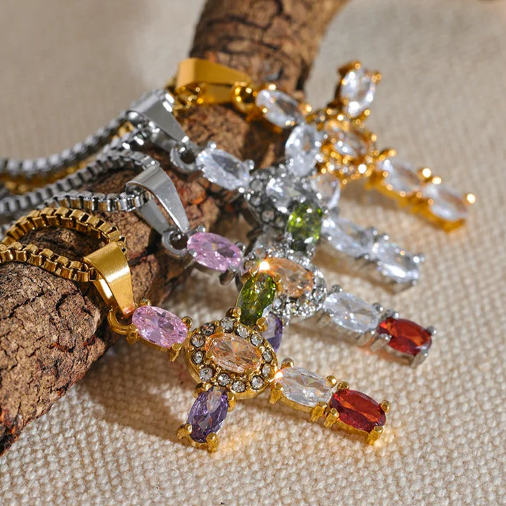 Ziora Colorful Cross Necklace