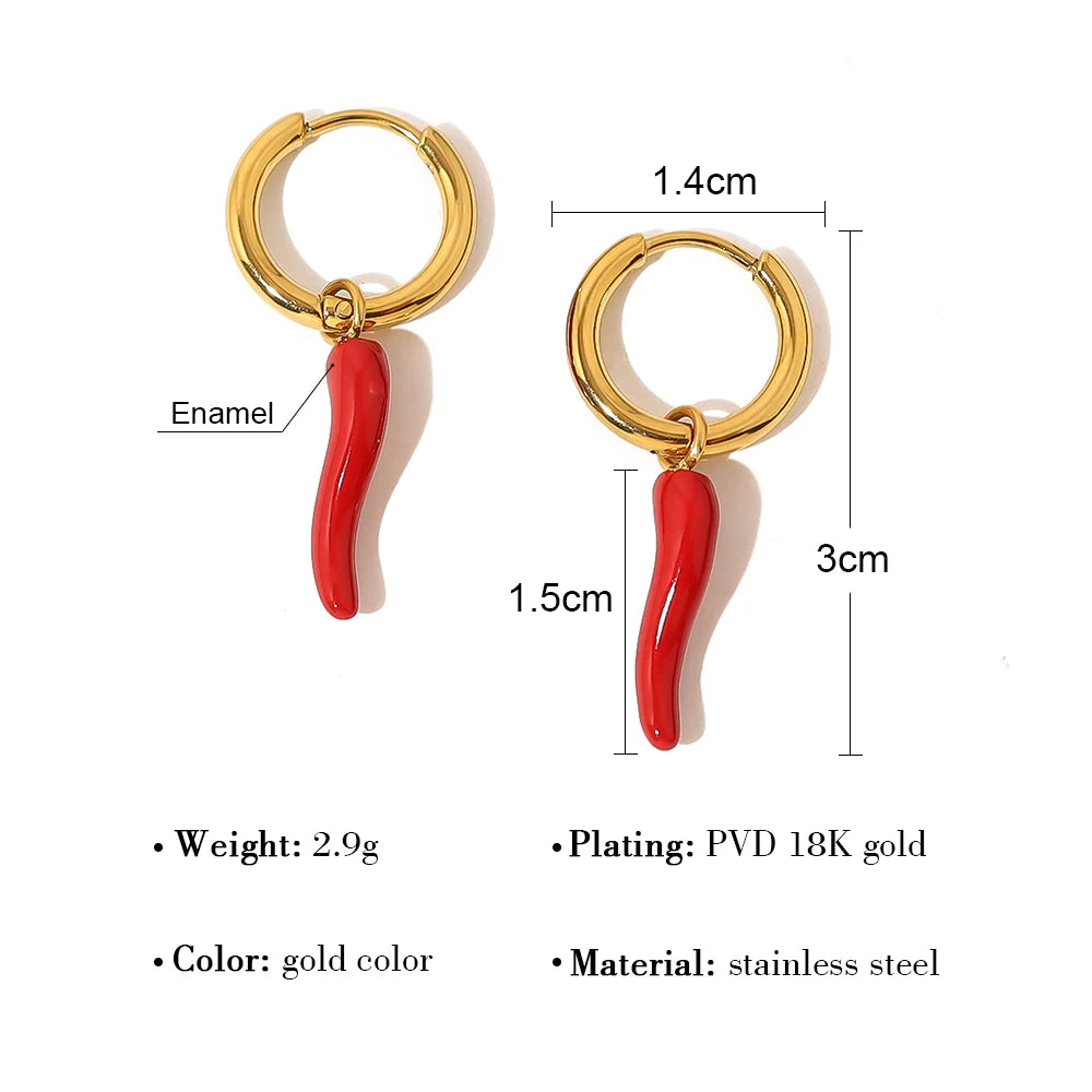 Ziora Creative Red Chili Pepper Hoop Earrings