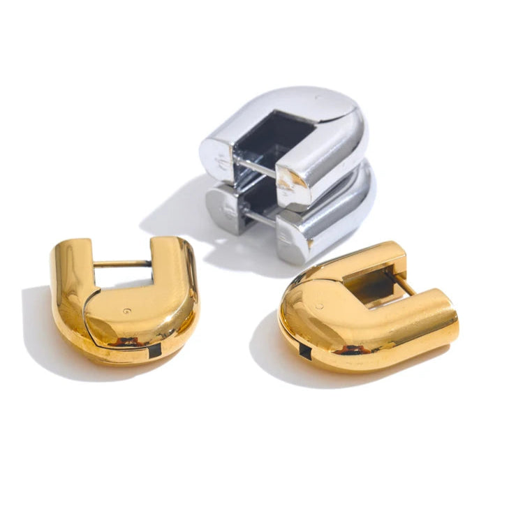 Ziora Geometric U-Shape Hoop Earrings