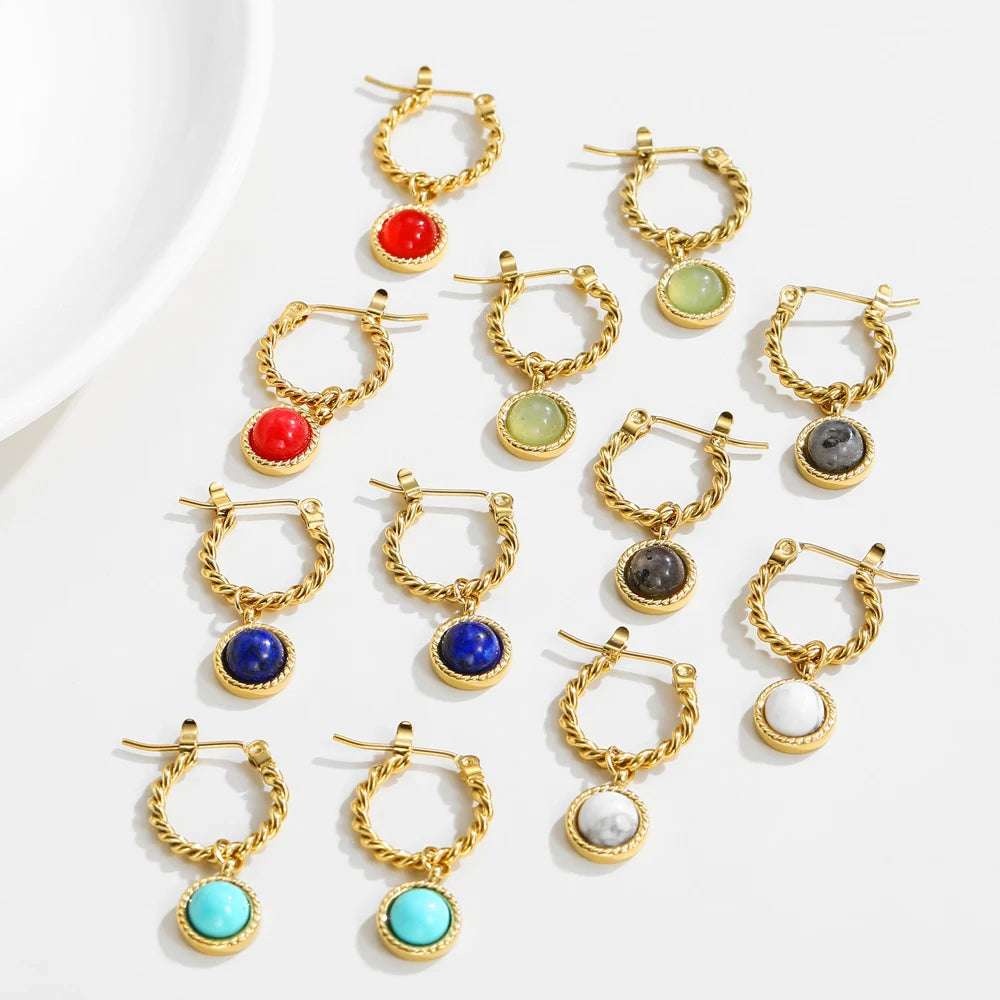 Ziora Natural Stone Drop Earrings