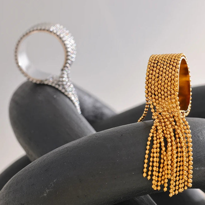 Ziora Riviera Chain Tassel Ring