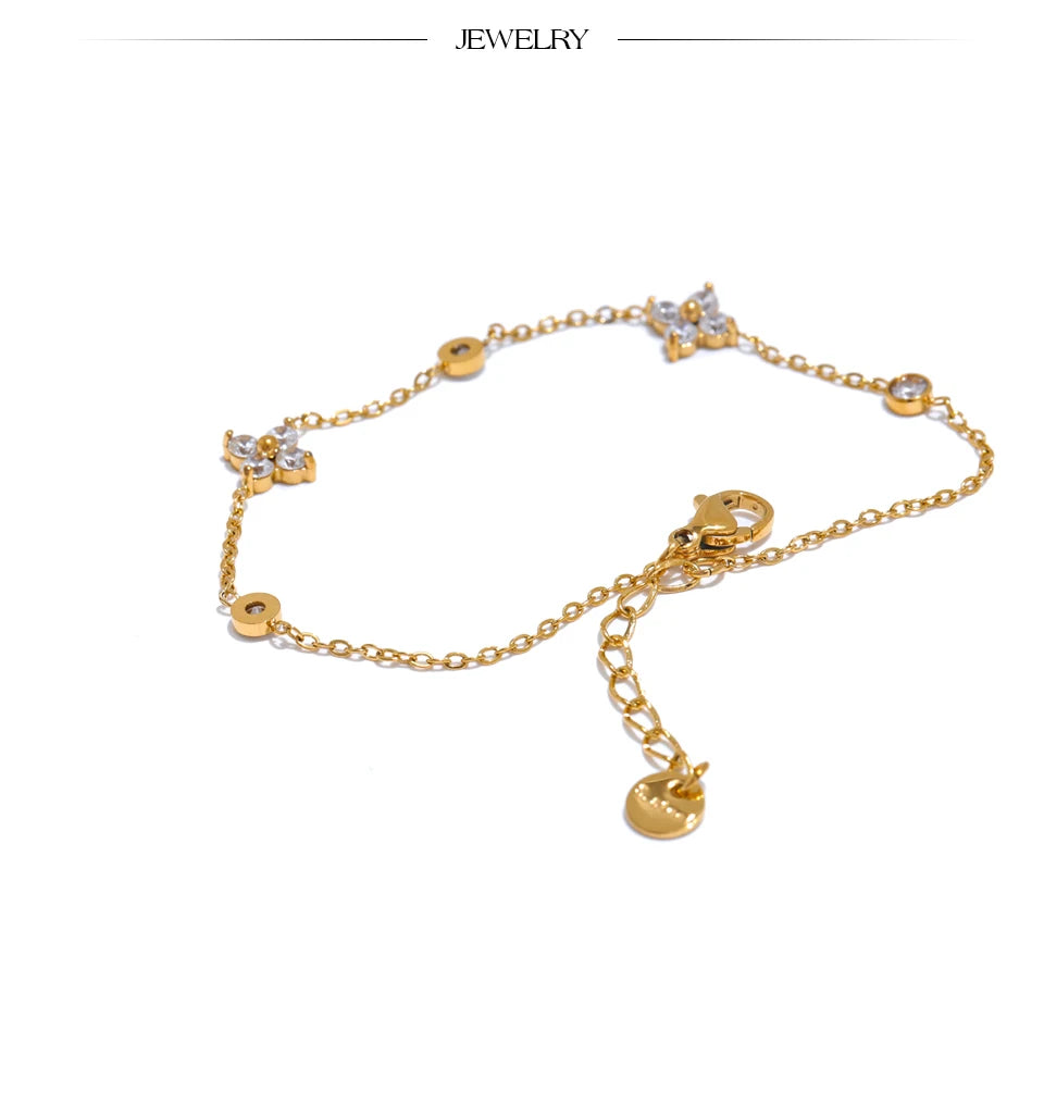 Ziora Cubic Zirconia Flower Chain Bracelet