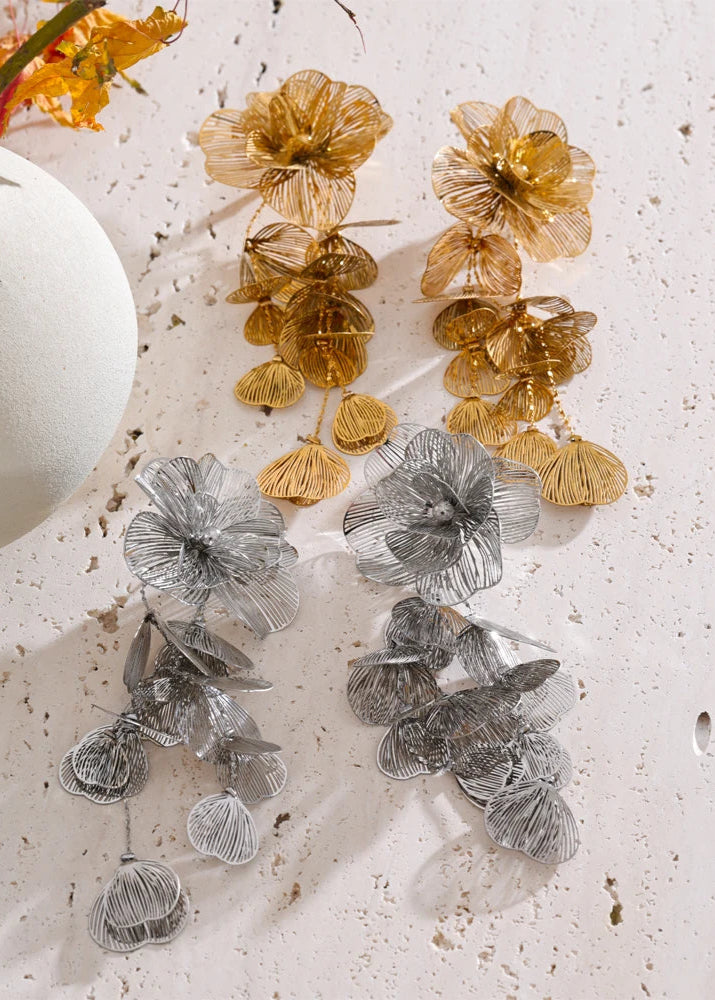 Ziora Exaggerated Flower Tassel Earrings