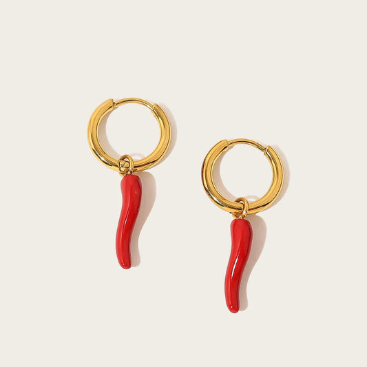 Ziora Creative Red Chili Pepper Hoop Earrings