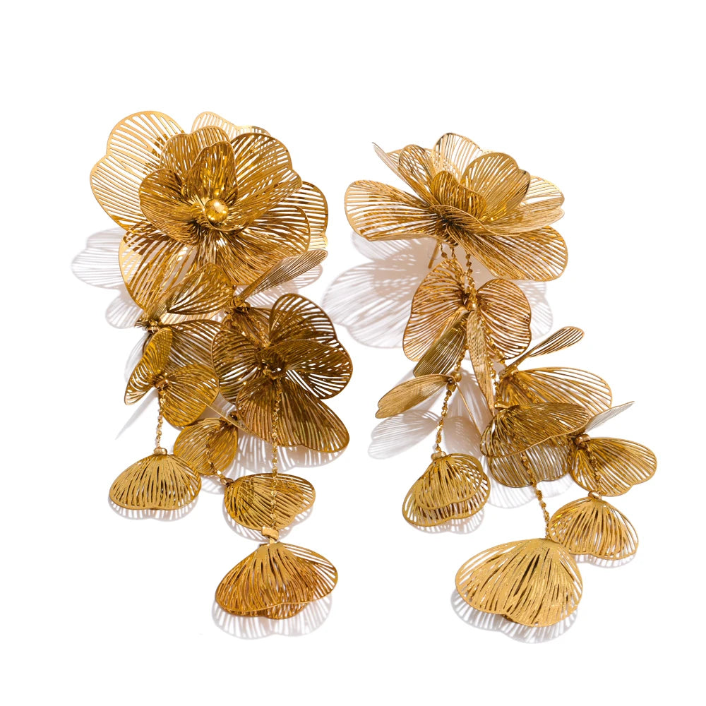 Ziora Exaggerated Flower Tassel Earrings