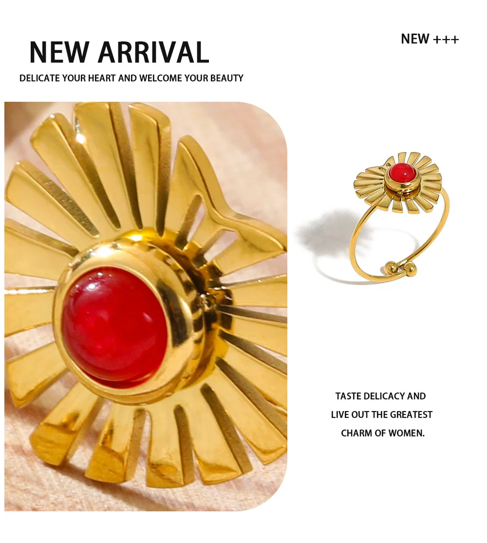Ziora Pink Natural Stone Ring