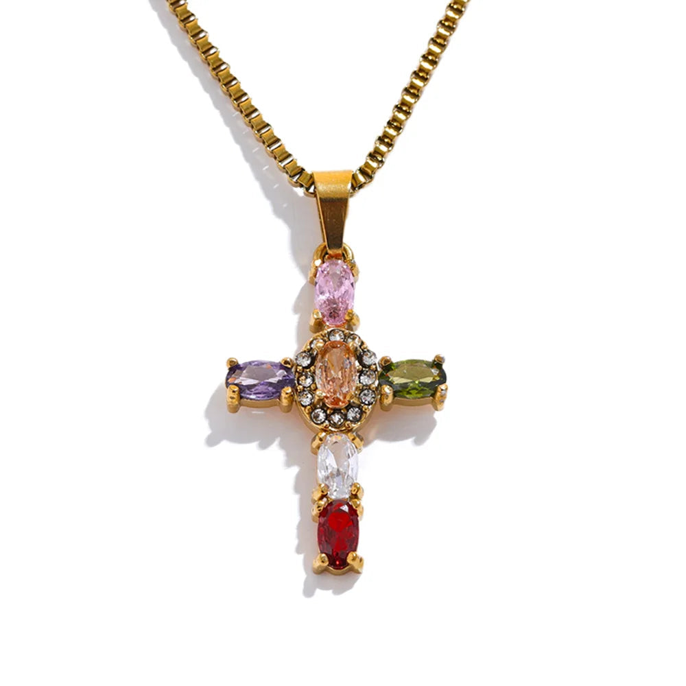 Ziora Colorful Cross Necklace