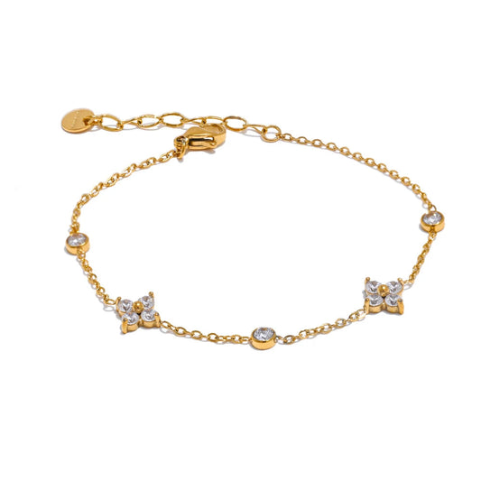 Ziora Cubic Zirconia Flower Chain Bracelet