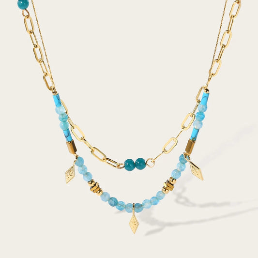 Blue Boho Layered Necklace