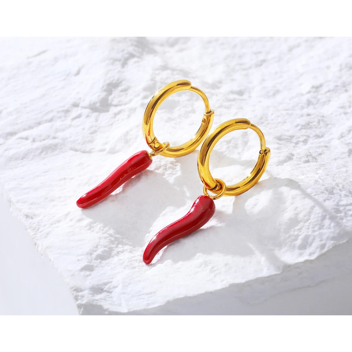 Ziora Creative Red Chili Pepper Hoop Earrings