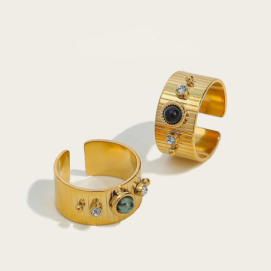 Ziora Green Crystal Open Ring