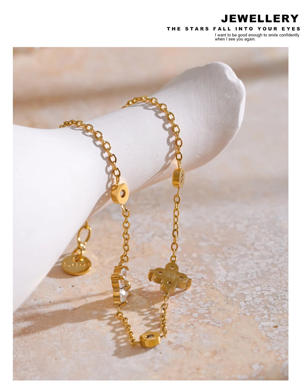 Ziora Cubic Zirconia Flower Chain Bracelet