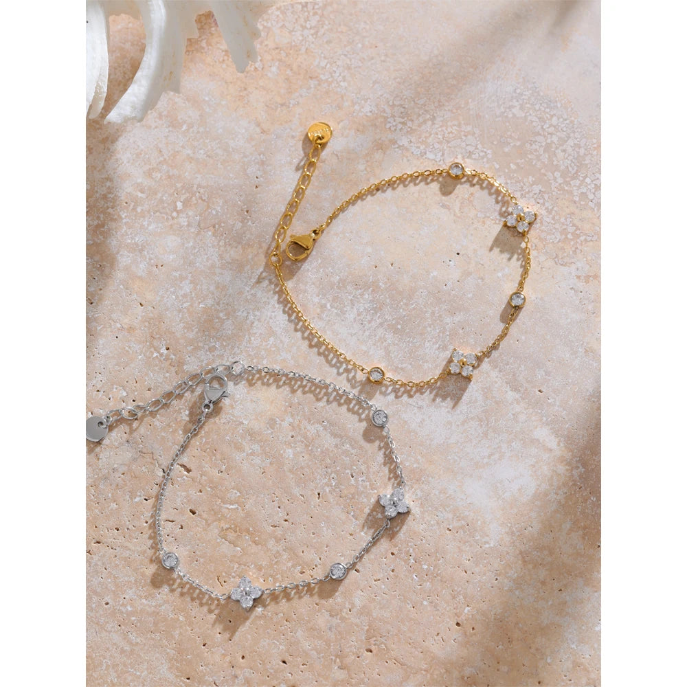 Ziora Cubic Zirconia Flower Chain Bracelet