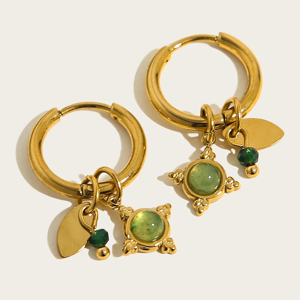Ziora Minimalist Natural Stone Hoop Earrings