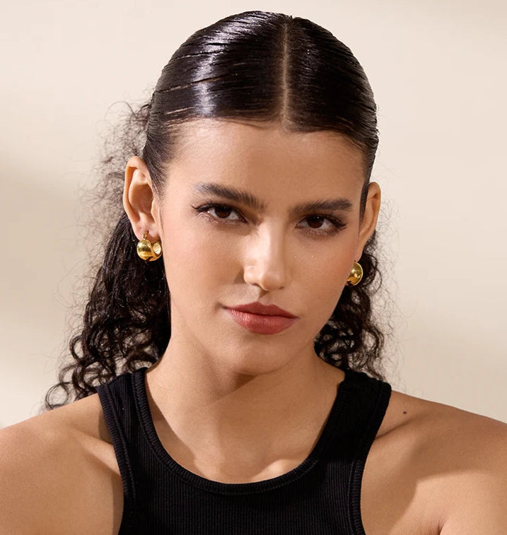 Ziora Chunky U-Shaped Gold Hoop Earrings