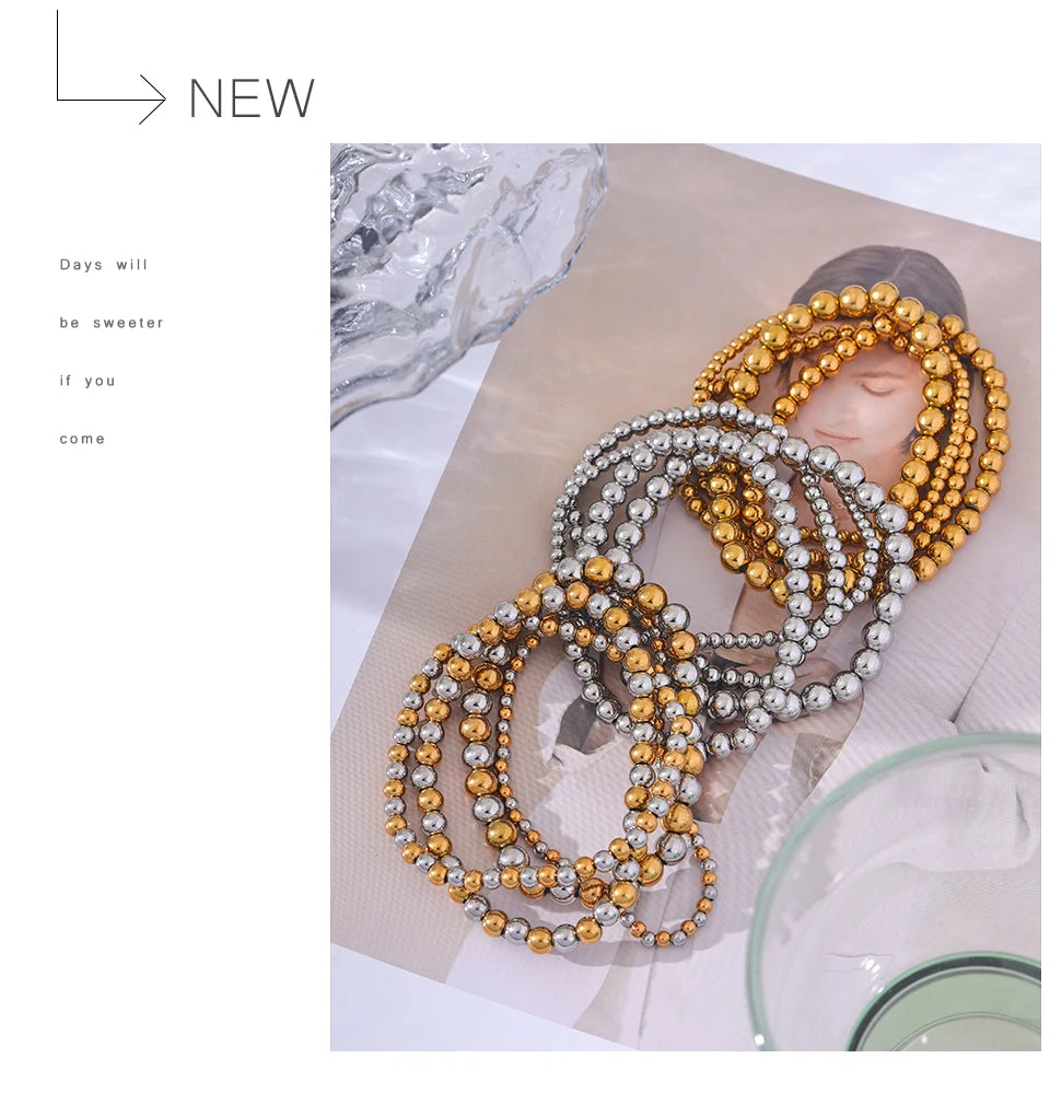 Ziora Stainless Steel Beaded Bracelet