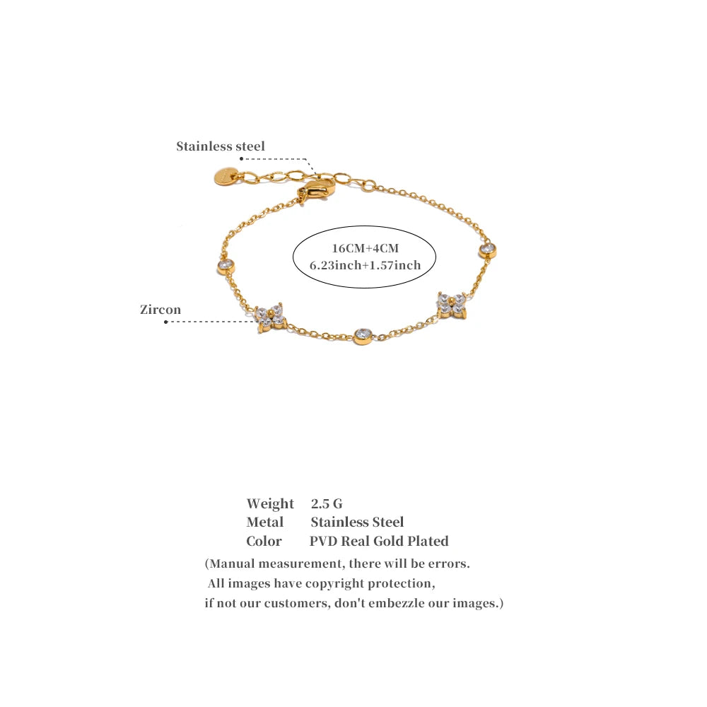 Ziora Cubic Zirconia Flower Chain Bracelet