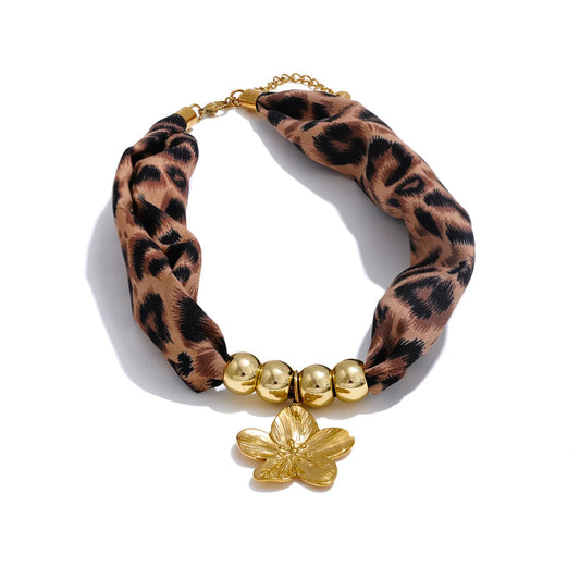 Ziora Leopard Polyester Cloth Necklace
